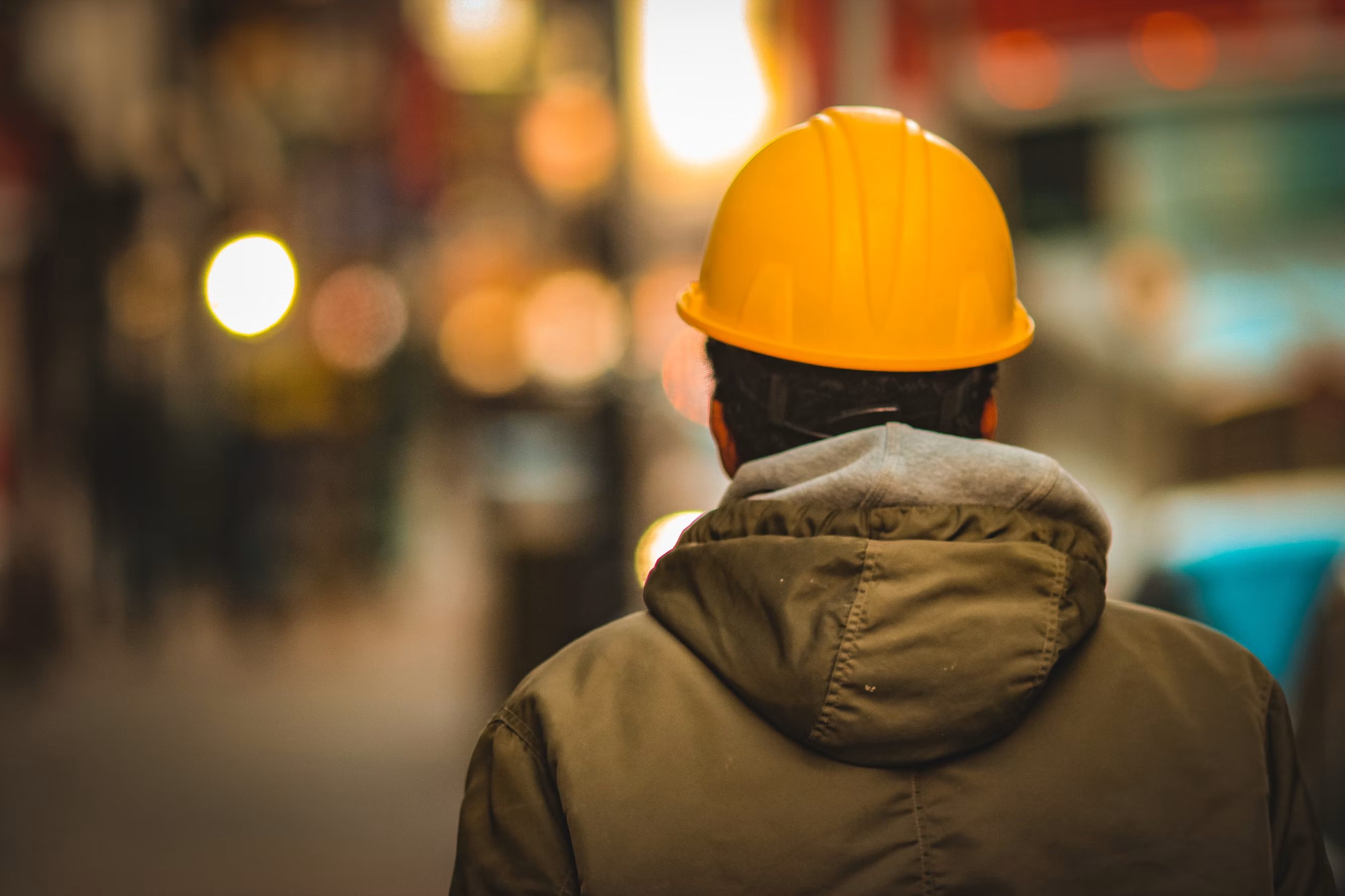 Worker in a yellow hard hat